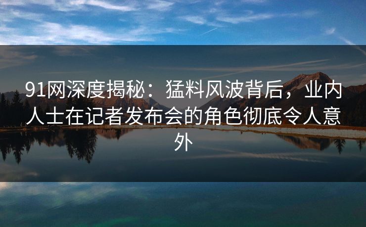 91网深度揭秘：猛料风波背后，业内人士在记者发布会的角色彻底令人意外