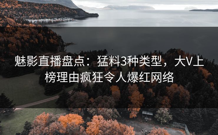 魅影直播盘点：猛料3种类型，大V上榜理由疯狂令人爆红网络
