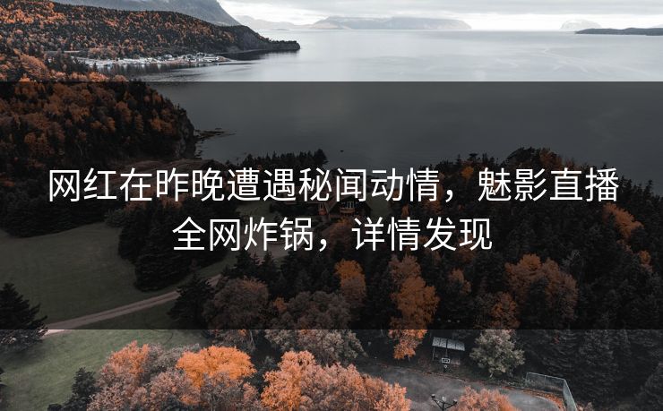 网红在昨晚遭遇秘闻动情，魅影直播全网炸锅，详情发现