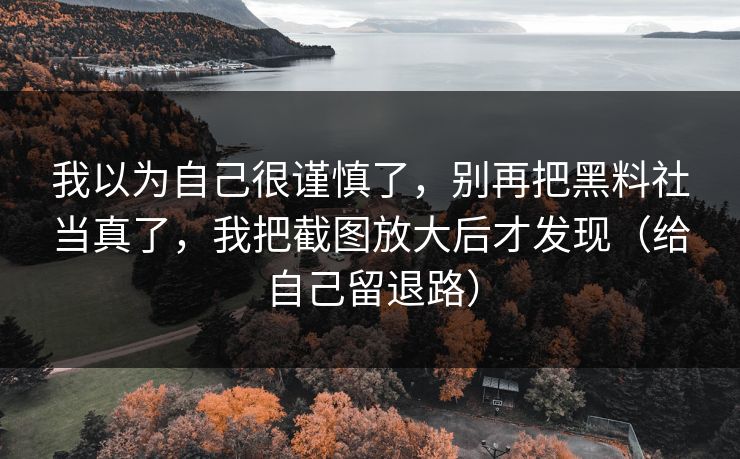 我以为自己很谨慎了,别再把黑料社当真了,我把截图放大后才发现(给自己留退路)